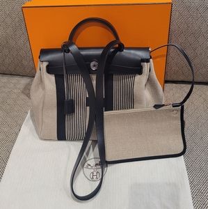 Hermes H Vibration Herbag Toile and Leather 31